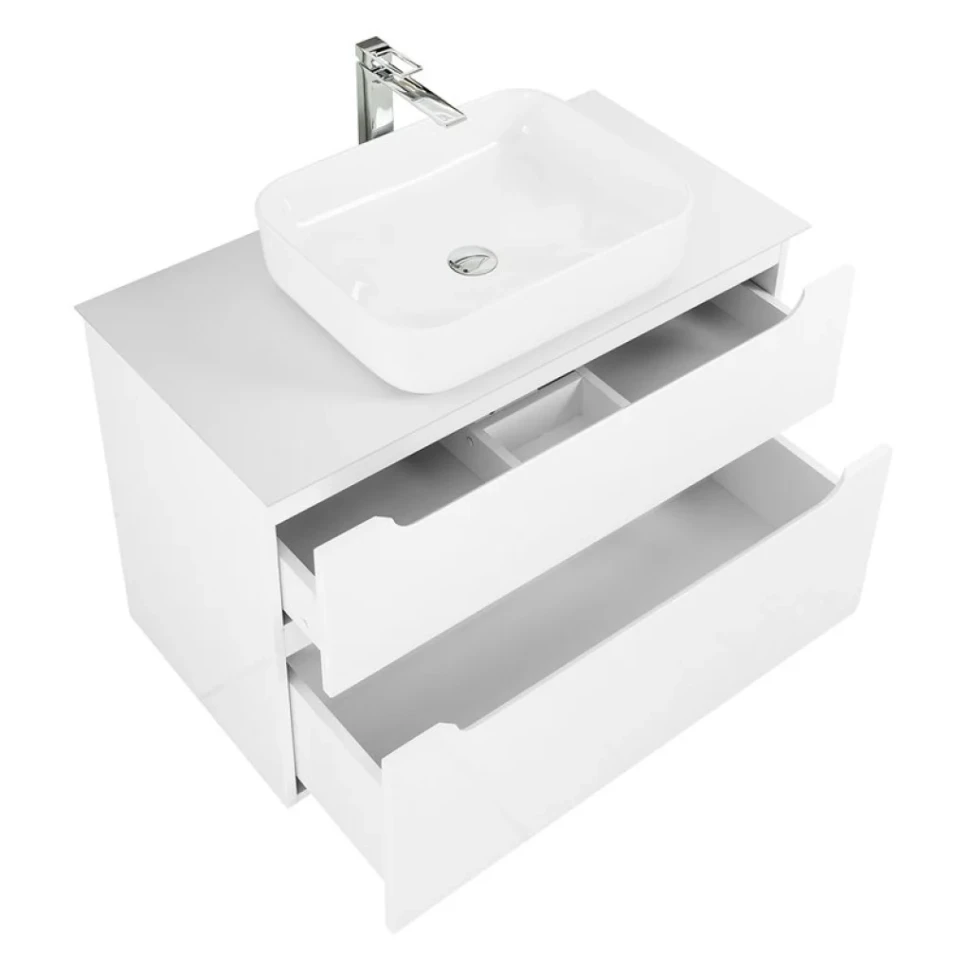 Тумба с раковиной BelBagno Etna 100 2 ящика, со столешницей, bianco lucido