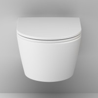 Комплект Унитаз подвесной AM.PM Func C8F1700MWSC безободковый, с микролифтом, матовый белый + Инсталляция TECE Base 9400413 4 в 1 с кнопкой смыва