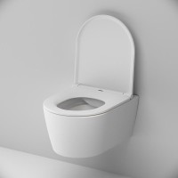 Комплект Унитаз подвесной AM.PM Func C8F1700MWSC безободковый, с микролифтом, матовый белый + Инсталляция TECE Base 9400413 4 в 1 с кнопкой смыва