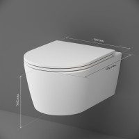 Комплект Унитаз подвесной AM.PM Func C8F1700MWSC безободковый, с микролифтом, матовый белый + Инсталляция TECE Base 9400413 4 в 1 с кнопкой смыва