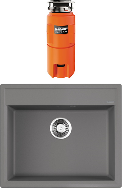 Комплект Мойка Omoikiri Daisen 60-GR leningrad grey + Измельчитель Nagare slim 900