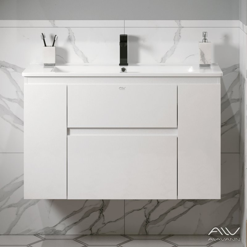 Тумба с раковиной Alavann Eva 100 подвесная, белая