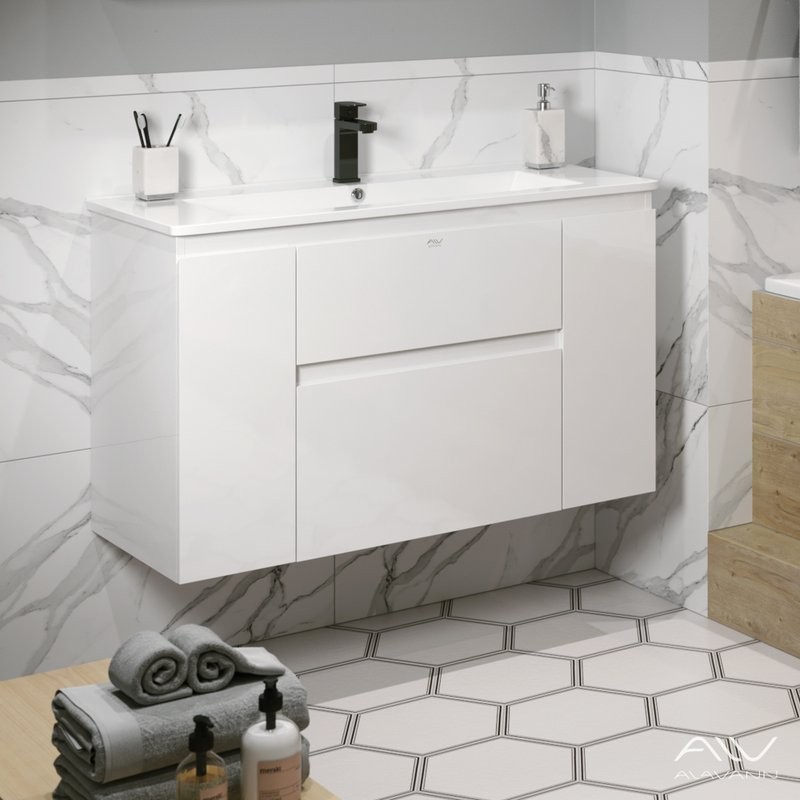 Тумба с раковиной Alavann Eva 100 подвесная, белая