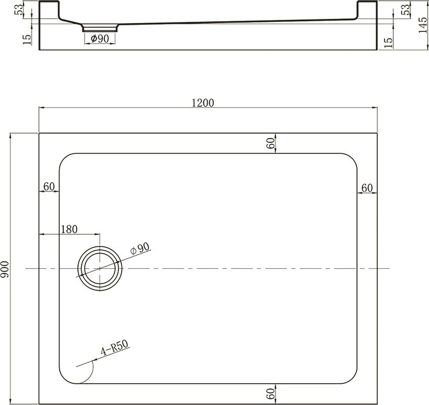 Поддон для душа Veconi Tezeo acrylic TZ-54 120x90, белый