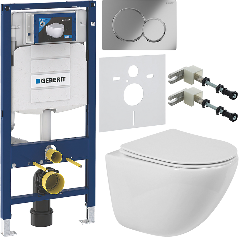 Комплект Унитаз подвесной BelBagno Amanda BB051CHR безободковый + Крышка BB051SC с микролифтом + Инсталляция Geberit Duofix UP 320 111.300.00.5 + Кнопка Sigma 01 115.770.21.5 хром + Крепления 111.815.00.1 к стене + Звукоизоляция