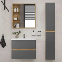 Мебель для ванной комнаты SanStar Graffa 70 дуб вотан, графит софт, раковина Como 70