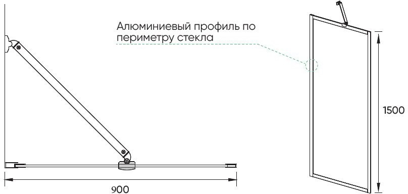 Шторка на ванну Veconi Palau PL85GR-90-01-C8 90x150, брашированный графит