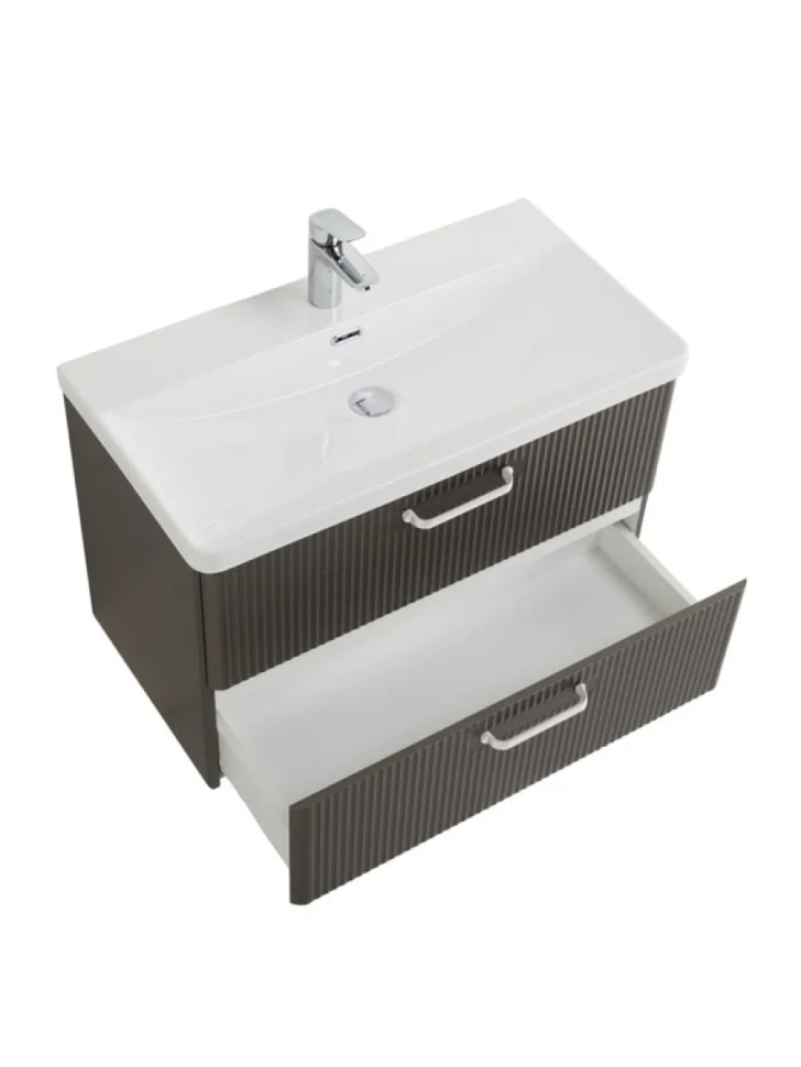 Тумба с раковиной BelBagno Due 80 ручки белые, оружейная сталь
