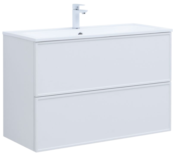 Тумба под раковину без столешницы Aquanet Арт 100 подвесная, белая матовая