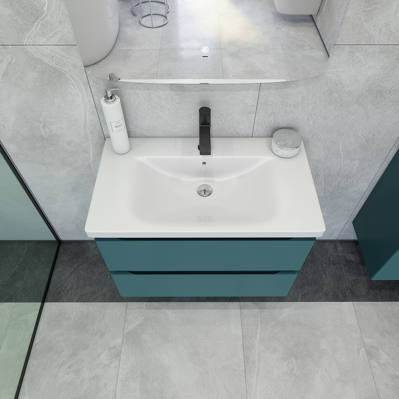 Тумба под раковину без столешницы Caprigo Forte 80 подвесная, изумрудно-бирюзовая