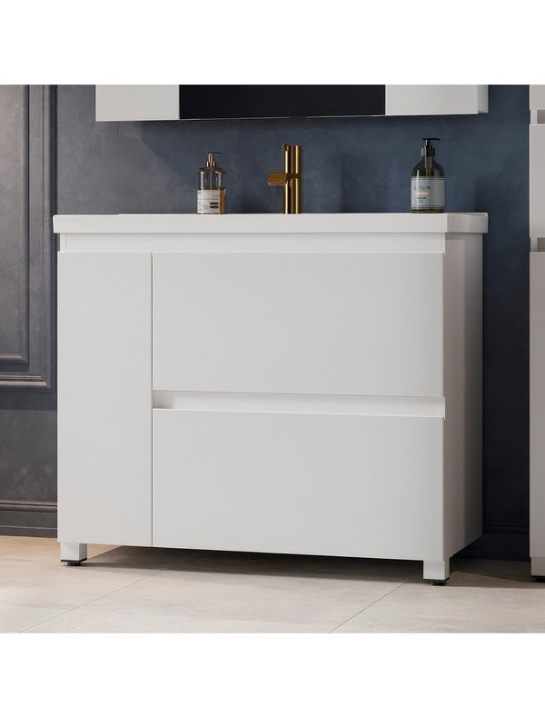 Тумба с раковиной Belux Неаполь Н 100-02 напольная, глянцевая белая