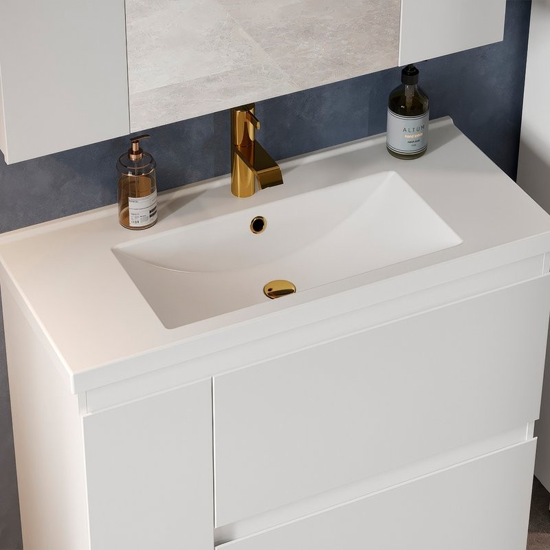 Тумба с раковиной Belux Неаполь Н 100-02 напольная, глянцевая белая