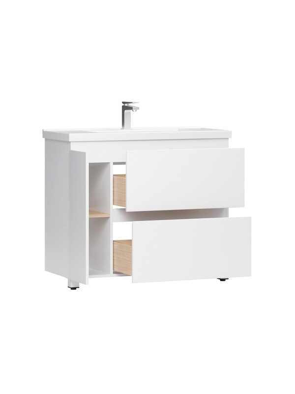 Тумба с раковиной Belux Неаполь Н 100-02 напольная, глянцевая белая