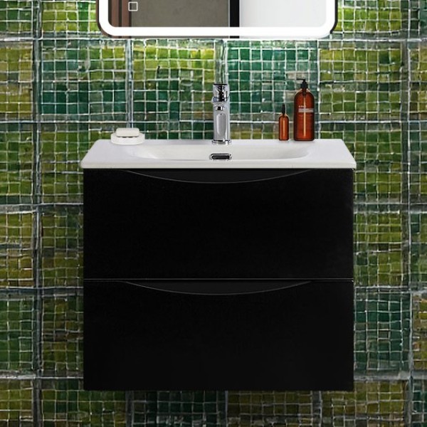 Тумба с раковиной BelBagno Marino-cer-n 60 подвесная, nero lucido