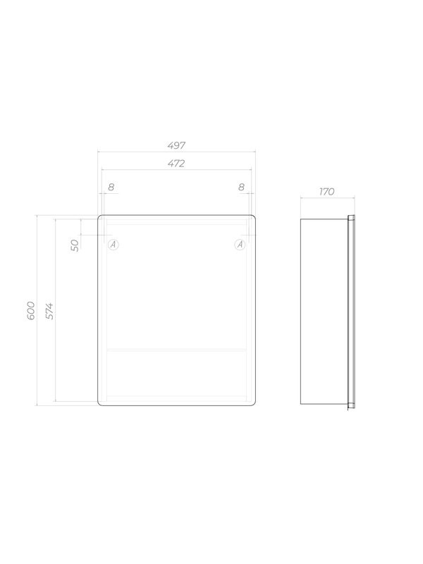 Зеркало-шкаф Vigo Geometry Comfort 50 L/R с подсветкой и антизапотевателем, белый