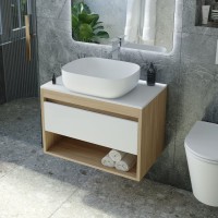 Тумба с раковиной Teymi Ritta 65 дуб эврика, матовая белая, раковина Solli 50