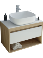 Тумба с раковиной Teymi Ritta 65 дуб эврика, матовая белая, раковина Solli 50