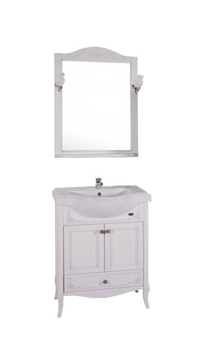 Мебель для ванной комнаты ASB-Woodline Салерно 65 белая, патина серебро