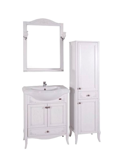 Мебель для ванной комнаты ASB-Woodline Салерно 65 белая, патина серебро