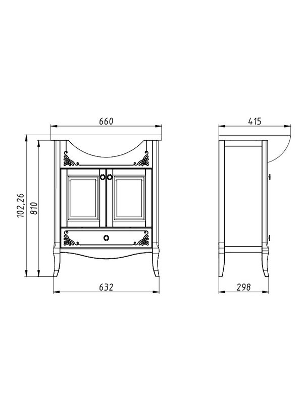 Мебель для ванной комнаты ASB-Woodline Салерно 65 белая, патина серебро