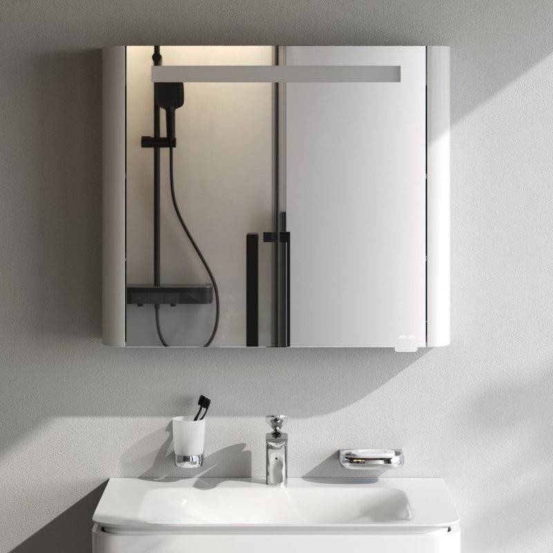 Зеркало-шкаф AM.PM Sensation 80 R с подсветкой, белый глянец