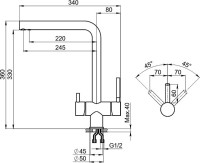 Смеситель для кухни Granula Kitchen Space 7011, сталь сатин