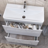 Тумба с раковиной Vigo Glem 80 напольная, 2 ящика, белая, раковина Velvex 9595 80