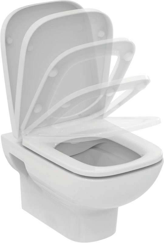 Комплект Унитаз подвесной Ideal Standard I.life A + Крышка T453101 белая + Инсталляция Geberit Duofix Delta 458.163.21.1 с кнопкой смыва, хром + Звукоизоляция