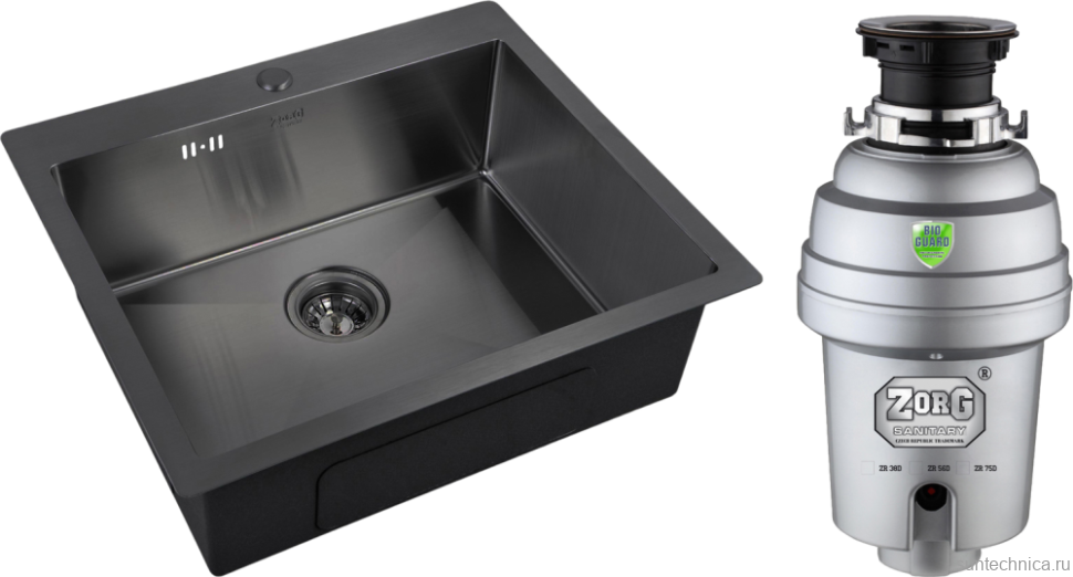 Комплект Мойка Zorg Inox PVD 5951 grafit + Измельчитель Inox D