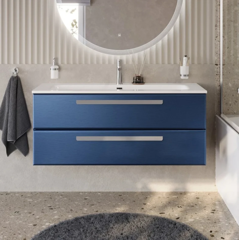 Тумба с раковиной Cezares Eco Cer-N 120 sapfiro, раковина Eco 120, ручки серые