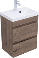 Тумба под раковину без столешницы Aquanet Нота new 50 подвесная, дуб веллингтон табак