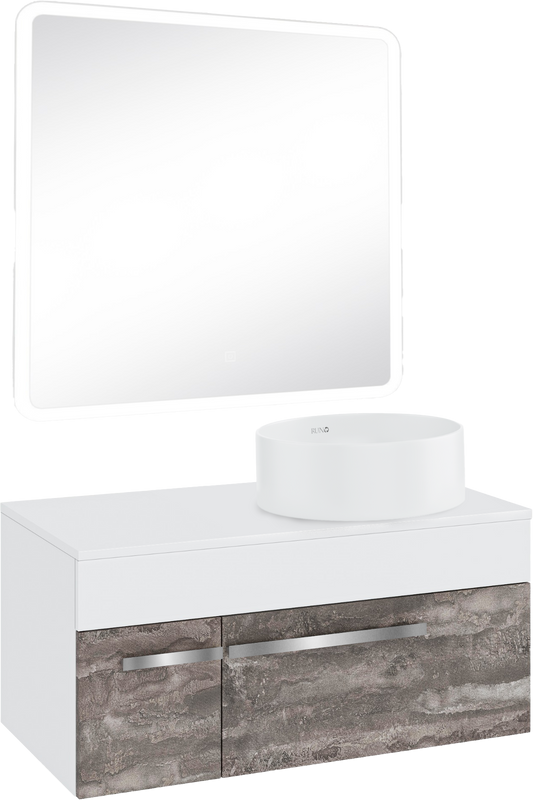 Мебель для ванной комнаты Runo Вудлайн 85 железный камень, раковина Palla 40