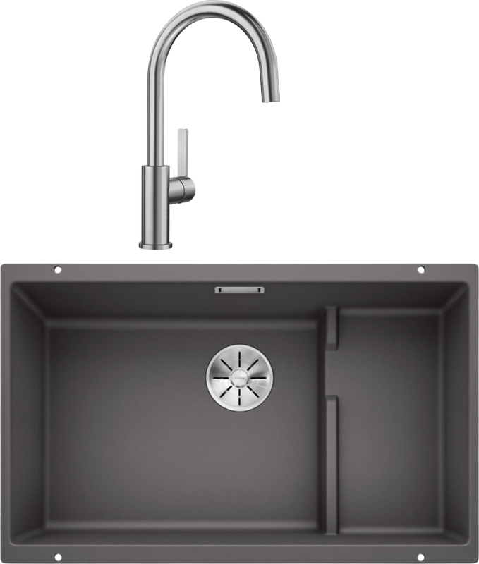 Комплект Мойка Blanco Subline 700-U Level темная скала + Смеситель Candor 523120