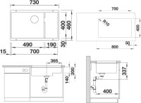 Комплект Мойка Blanco Subline 700-U Level темная скала + Смеситель Candor 523120 Комплект Мойка Blanco Subline 700-U Level темная скала + Смеситель Candor 523120