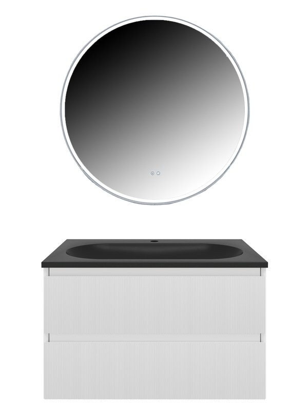 Мебель для ванной комнаты Vincea Welle 80 m.white soft-touch, раковина VCB-4H800A антрацит