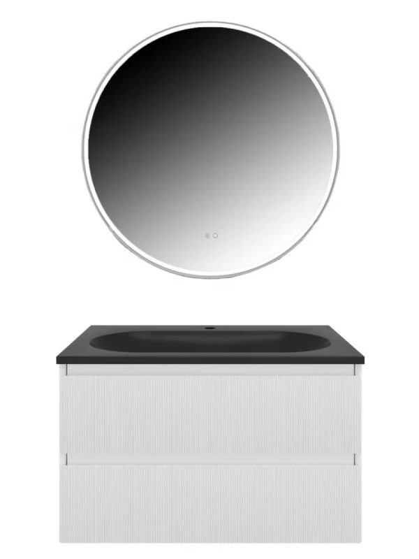 Мебель для ванной комнаты Vincea Welle 80 m.white soft-touch, раковина VCB-4H800A антрацит
