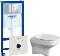 Комплект Унитаз подвесной Cersanit City Clean On DPL EO slim + Инсталляция Grohe Rapid SL 38772001 3 в 1 с кнопкой смыва + Шумоизоляция 37131000
