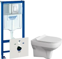 Комплект Унитаз подвесной Cersanit City Clean On DPL EO slim + Инсталляция Grohe Rapid SL 38772001 3 в 1 с кнопкой смыва + Шумоизоляция 37131000
