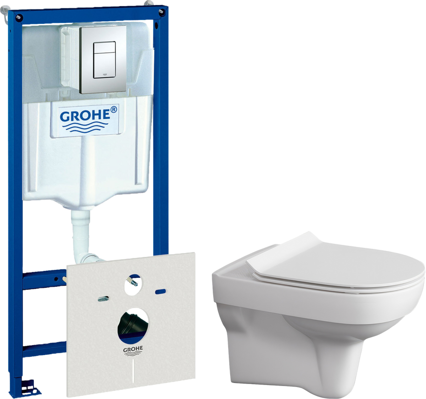 Комплект Унитаз подвесной Cersanit City Clean On DPL EO slim + Инсталляция Grohe Rapid SL 38772001 3 в 1 с кнопкой смыва + Шумоизоляция 37131000