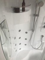 Душевая кабина Royal Bath NRW RB90NRW-C-CH с высоким поддоном, с сиденьем