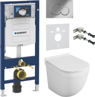 Комплект Унитаз подвесной Owl 1975 Eld TOWLT190101 безободковый + Крепления Geberit Duofix 111.815.00.1 к стене + Звукоизоляция + Инсталляция UP 320 111.300.00.5 + Кнопка Sigma 01 115.770.21.5 хром