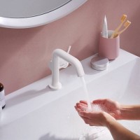Смеситель для раковины Hansgrohe Tecturis S Fine 110 CoolStart 73320700 матовый белый