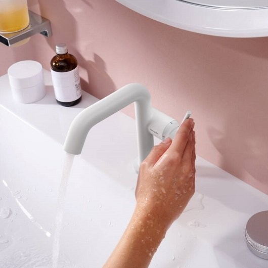 Смеситель для раковины Hansgrohe Tecturis S Fine 110 CoolStart 73320700 матовый белый
