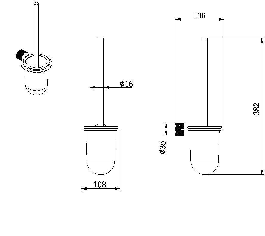 Ершик для унитаза Allen Brau Priority 6.31C09-31 матовый черный