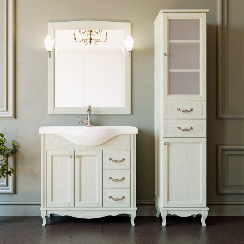 Мебель для ванной комнаты ValenHouse Эллина 80 слоновая кость, фурнитура хром