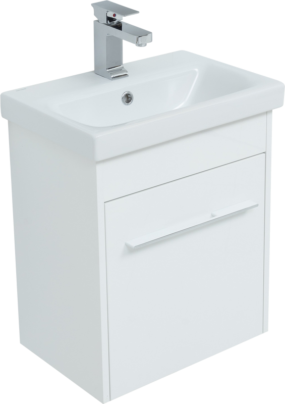 Тумба с раковиной Aquanet Августа Moduo Slim 50 белая, ручка хром