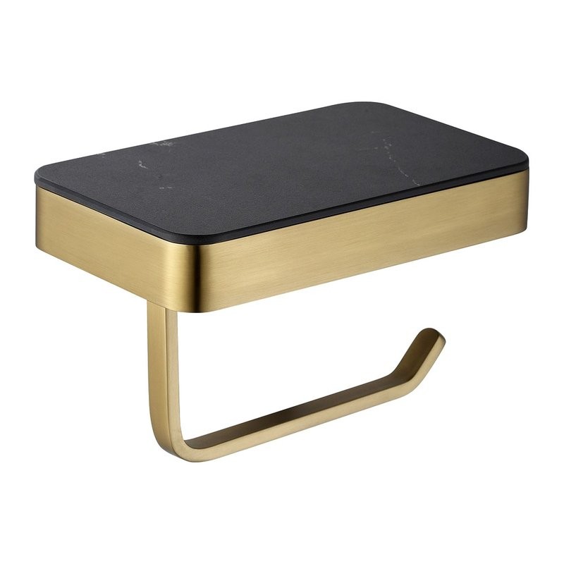 Держатель для туалетной бумаги Abber Westen AA1730G с полкой для телефона, матовое золото