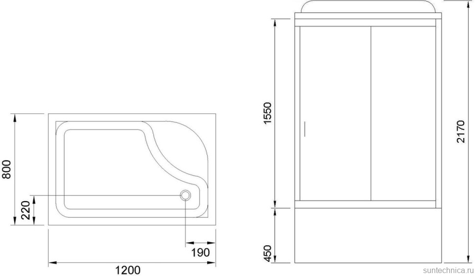 Душевая кабина Royal Bath BP RB8120BP1-M-R с высоким поддоном, с сиденьем
