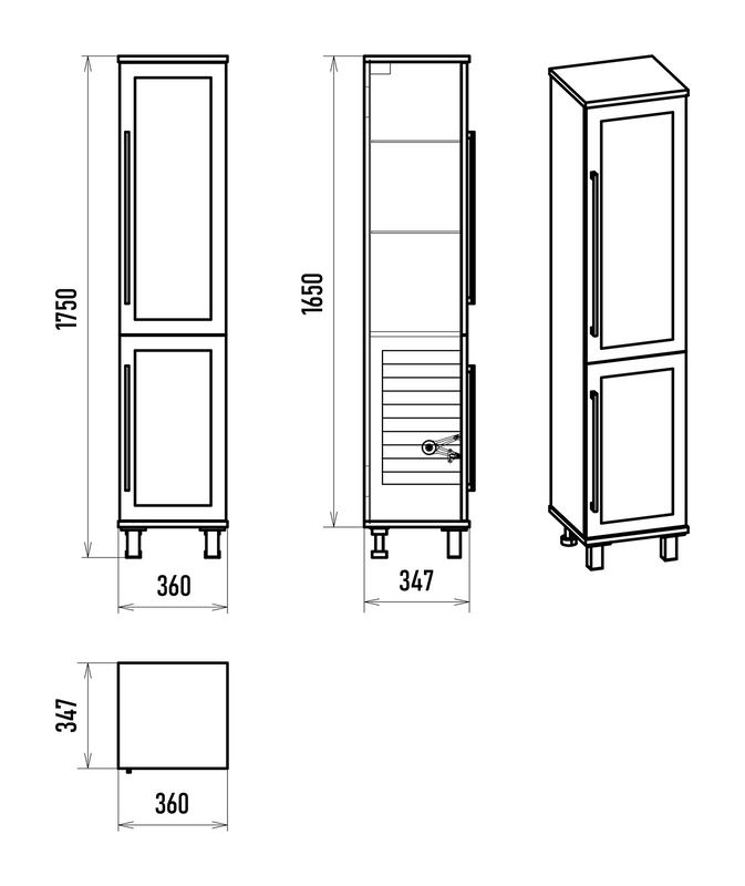 Шкаф-пенал для ванной Misty Модерн 35 R с бельевой корзиной, матовый белый