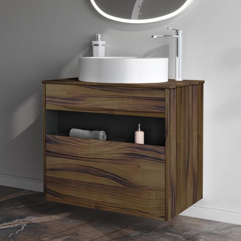 Тумба с раковиной AM.PM Func 80 дуб крафт, со столешницей, раковина M8FWCC20550WG